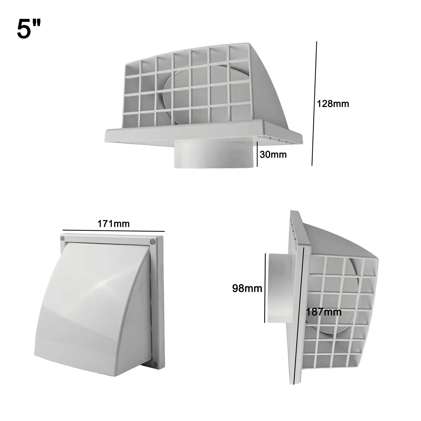 100MM Range Hood Duct Air Outlet Air Outlet With Valve Secure Fixing With Screws Easy Installation Long-lasting Usage