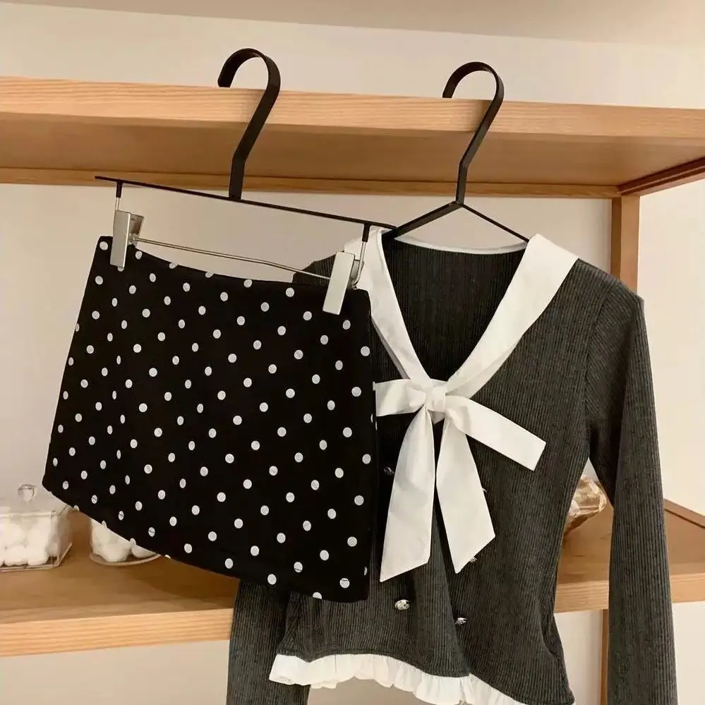 Temperament Satin Polka Dot Minimalist Skirt Women's Summer New Slim Low Waist Hip Wrap Skirt Age-reducing A-line Short Skirt