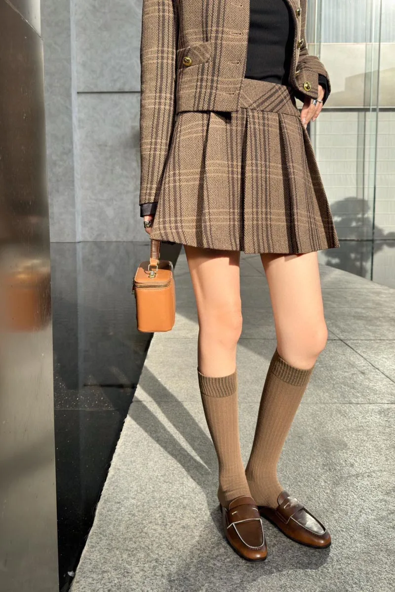 2024 Autumn New Women's Half length Skirt Fashionable and Exquisite plaid Women's Wool Blended Hundred Fold Sports Skirt