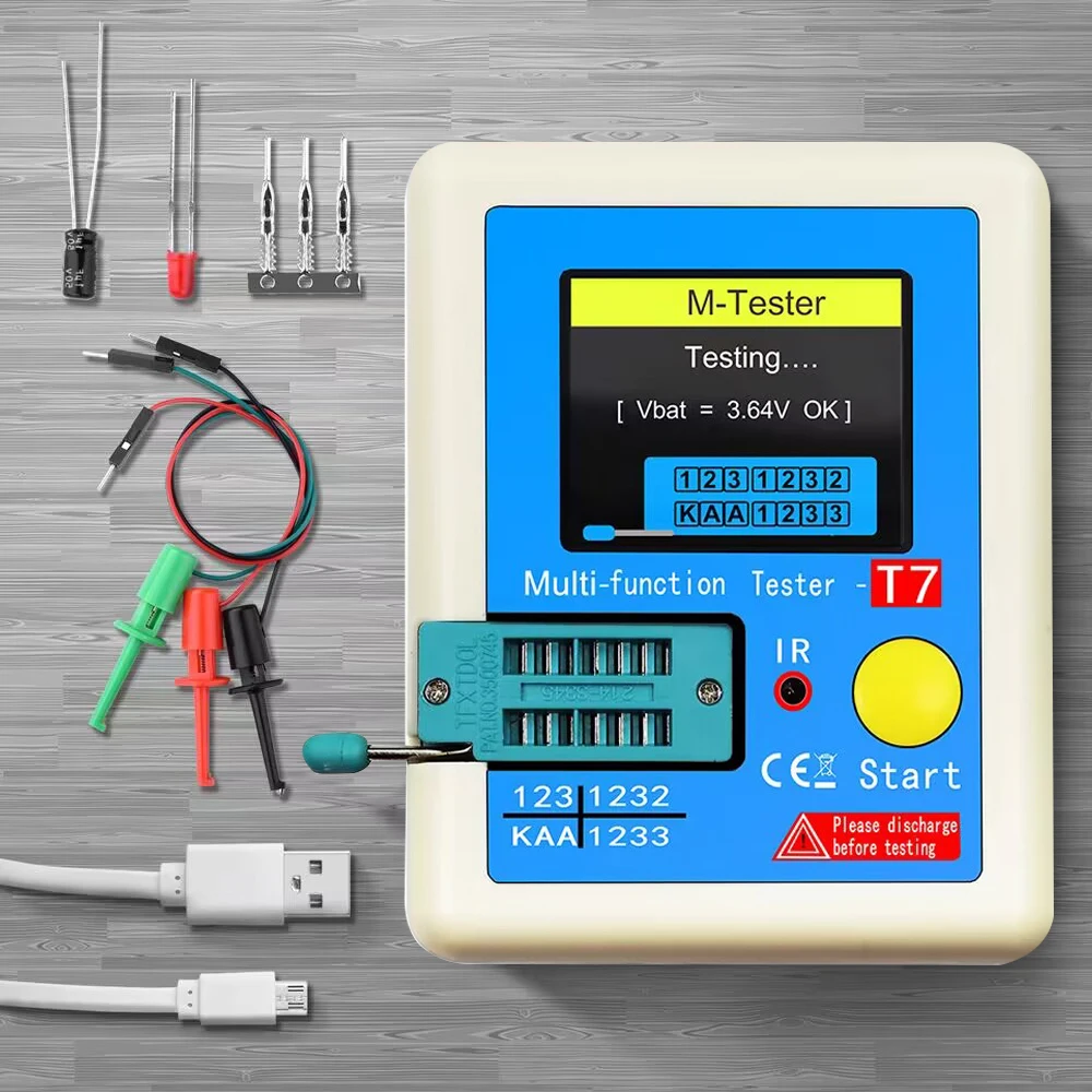 LCR-TC1 LCR-T7 T10H Transistor Tester Multimeter Colorful Display TFT For Diode Triode MOS/PNP/NPN Capacitor Resistor Transistor