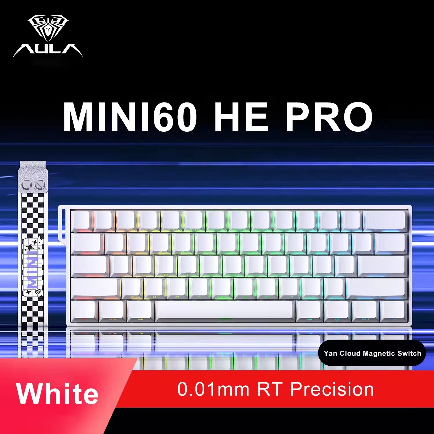 

Беспроводная игровая клавиатура AULA Mini60HE с магнитными переключателями, быстрыми триггерными клавишами, регулируемой чувствительностью триггеров и RGB-подсветкой