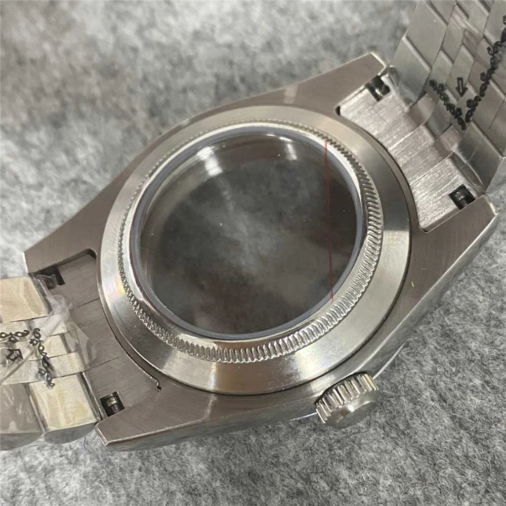 New 39mm Stainless Steel Transparent Bottom Watch Case Bracelet Set, for NH35 NH36 NH70 NH38 Automatic Movement, Watch Case 36mm