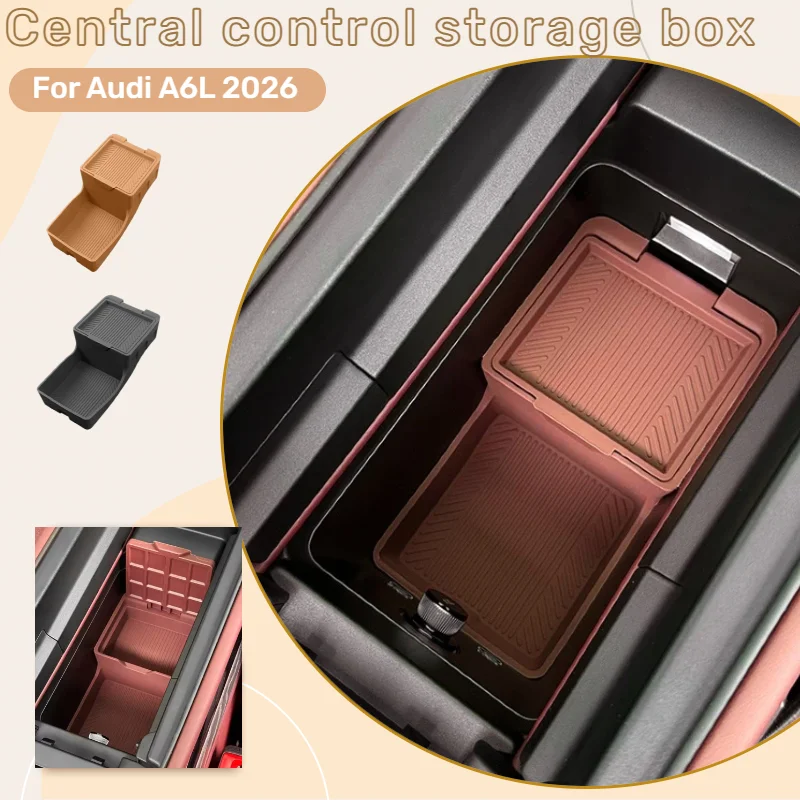 

For Audi A6L 2026 Silicone Center Console Storage Box Armrest Compartment Organizer Tray Car Interior Modification Accessories