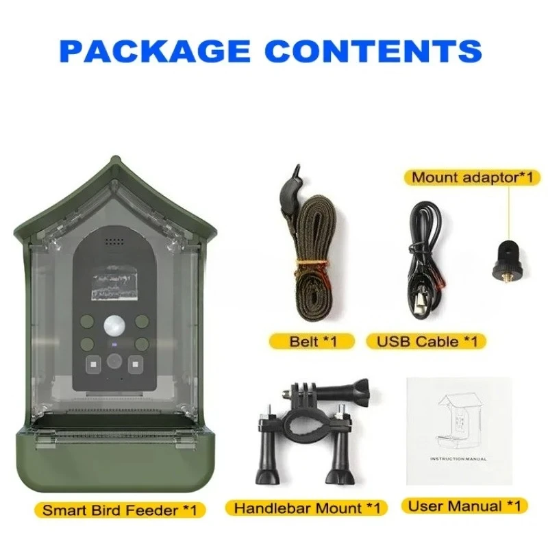 

Waterproof Outdoor Garden Wildlife Camera Built-in Microphone Smart Feeder with Camera