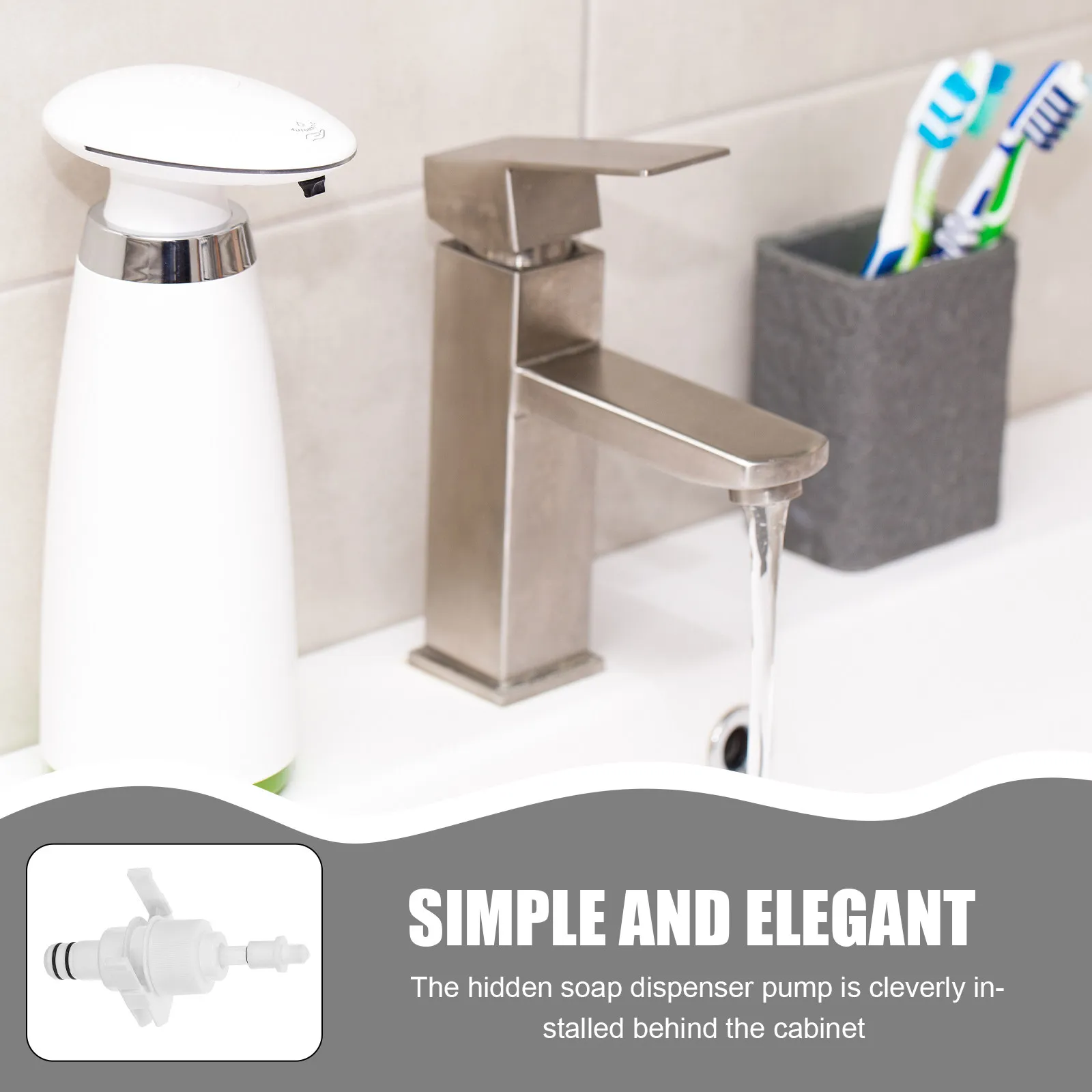 Automatic Soap Dispenser Head -Free Spray Pump for Bathroom Mirror Cabinet Hidden Liquid Soap Pump Replacement