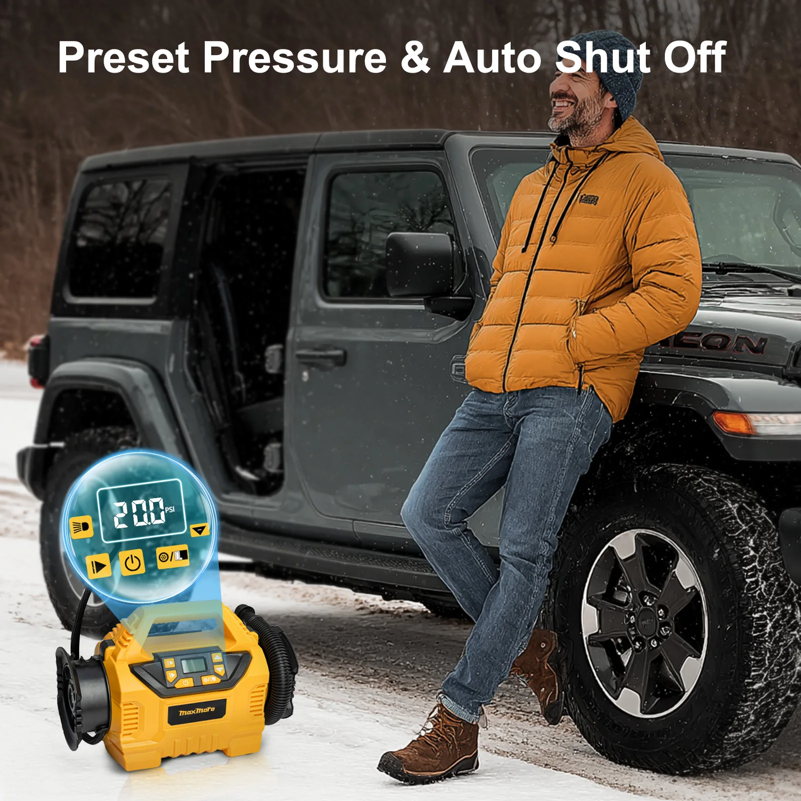 Portable Tire Inflator/Deflator Compatible with DeWalt 20V Battery (Tool Only)160 PSI High Pressure Cordless Air Compressor Pump