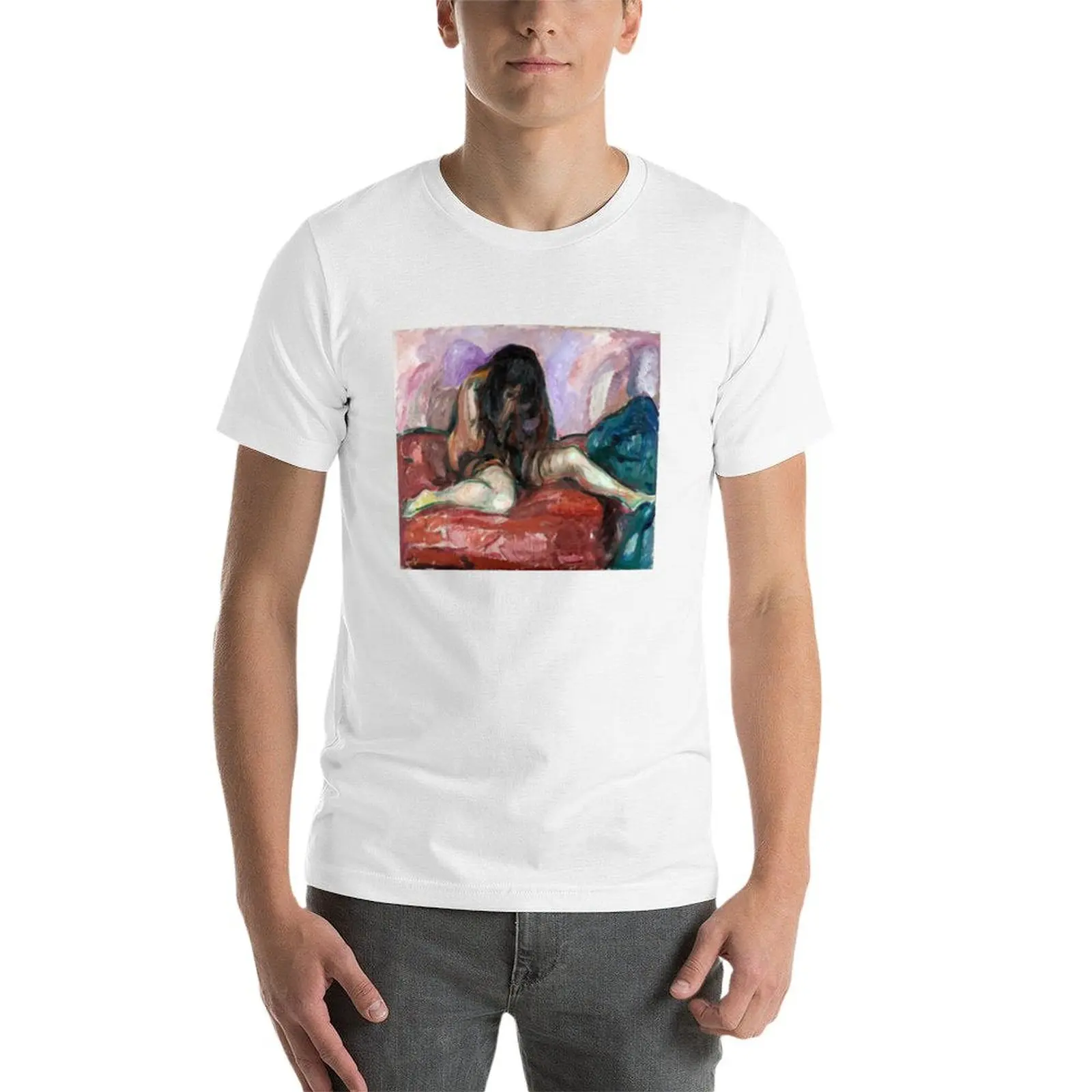 كنس عارية بواسطة إدفارد مونش (استنساخ) تي شيرت أنيمي التي شيرت تي شيرت رجل القطن تي شيرت #4