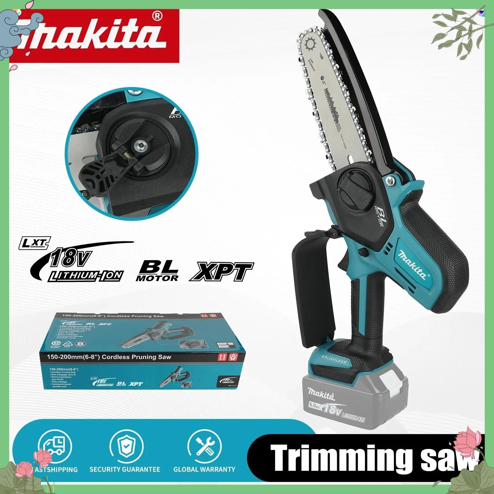 

Аккумуляторная мини-пила Makita 6 дюймов, портативная ручная пила для обработки древесины