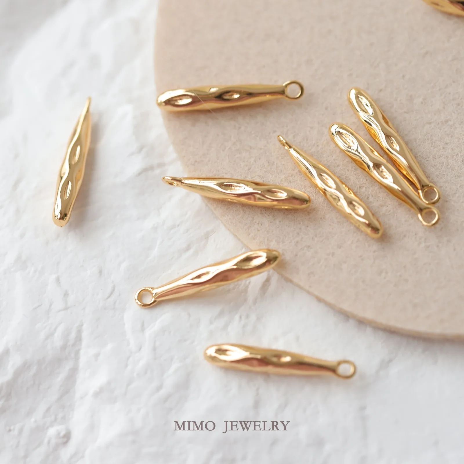 Versatile, Simple, Irregular, Concave, Long Water Droplets Charms Pendant Supplies DIY Hand Brass Gold Plated Accessories