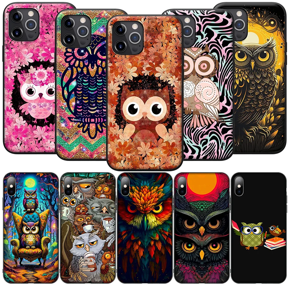 H-31 Cartoon Art Owl New Phone Case for iPhone 12 11 X XS XR Pro Max 6 6s Plus SE