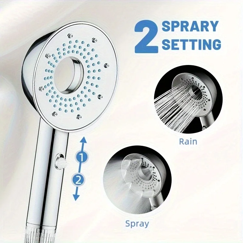 2 Mode 12cm Large Panel Shower Head Round Multi-modes Adjustable Anti-rust Electroplate High Pressure Sprayer Bathroom Accessory