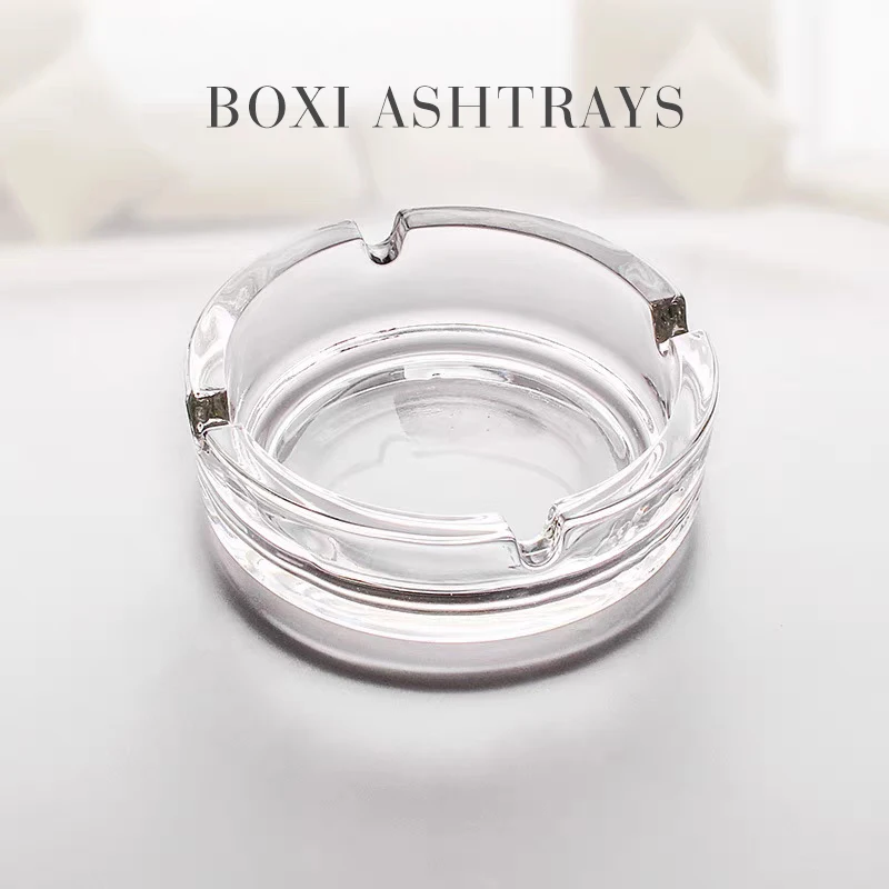 

BOXI Small circular ashtray for home living room, stylish and simple transparent glass ashtray, hotel commercial mini ashtray