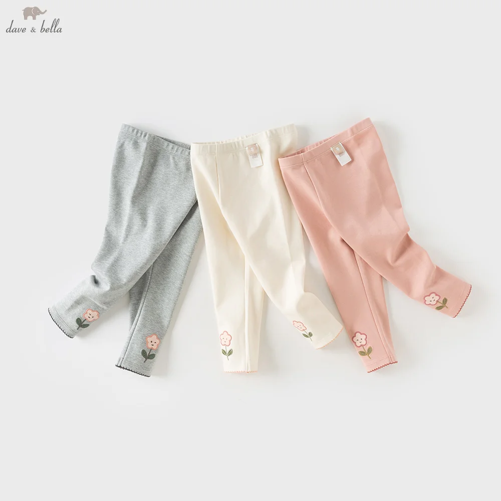 Dave Bella Leggings Spring Girls Tight Trousers Autumn Casual Leg Pants Flower Baby Elastic Children Outdoor Bottoming DB3262795