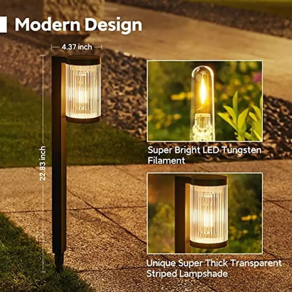 Luces solares para caminos al aire libre, paquete de 6, iluminación de jardín superbrillante mejorada, IP65, resistente al agua, alto brillo, coche de larga duración