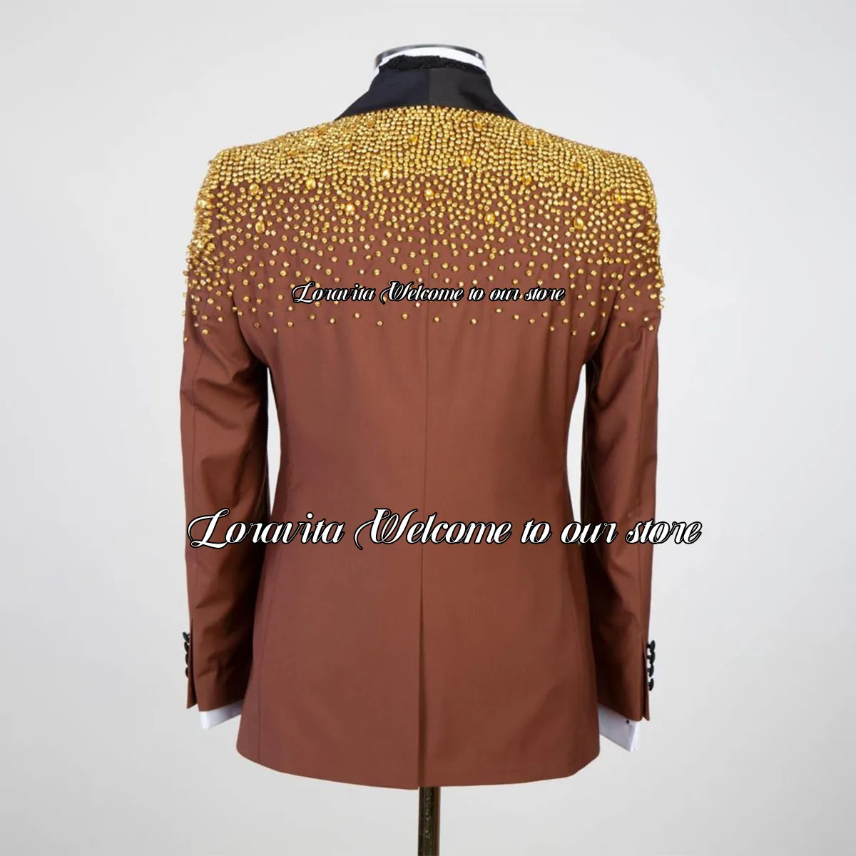 Sparkling Crystal Diamond Decoration Men Suits 2 Pieces Sets Groom Party Prom Blazers Shawl Lapel Luxury Slim Fit Costume Homme