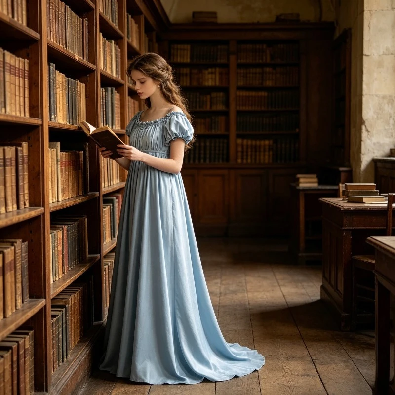 

Medieval Retro Imperial Long Dress, Palace Style Banquet Ball, One Shoulder Bubble Sleeves, High Waist Floor Length Dress, Skirt