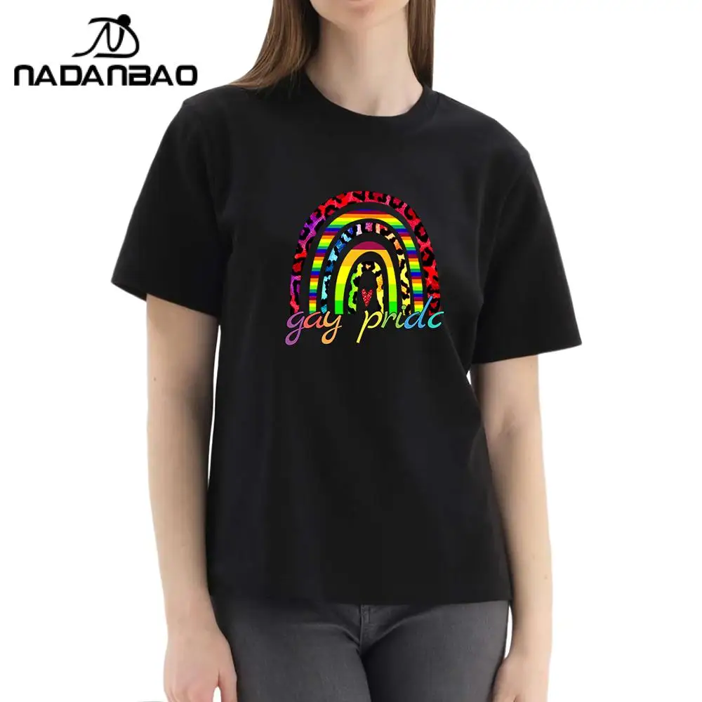 Nadanbao Love Letter Print Shirt Female Rainbow T-Shirt Lgbt Pride Month Bisexual Transgender T-Shirt Summer Clothes Graphic Tee