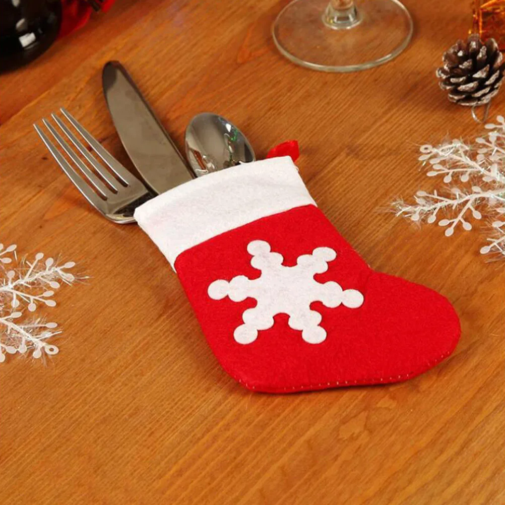 

20 Pcs Tableware Christmas Decors Pouches Cutlery Bags Bottle Covers Holders Cartoon Theme Sleeve