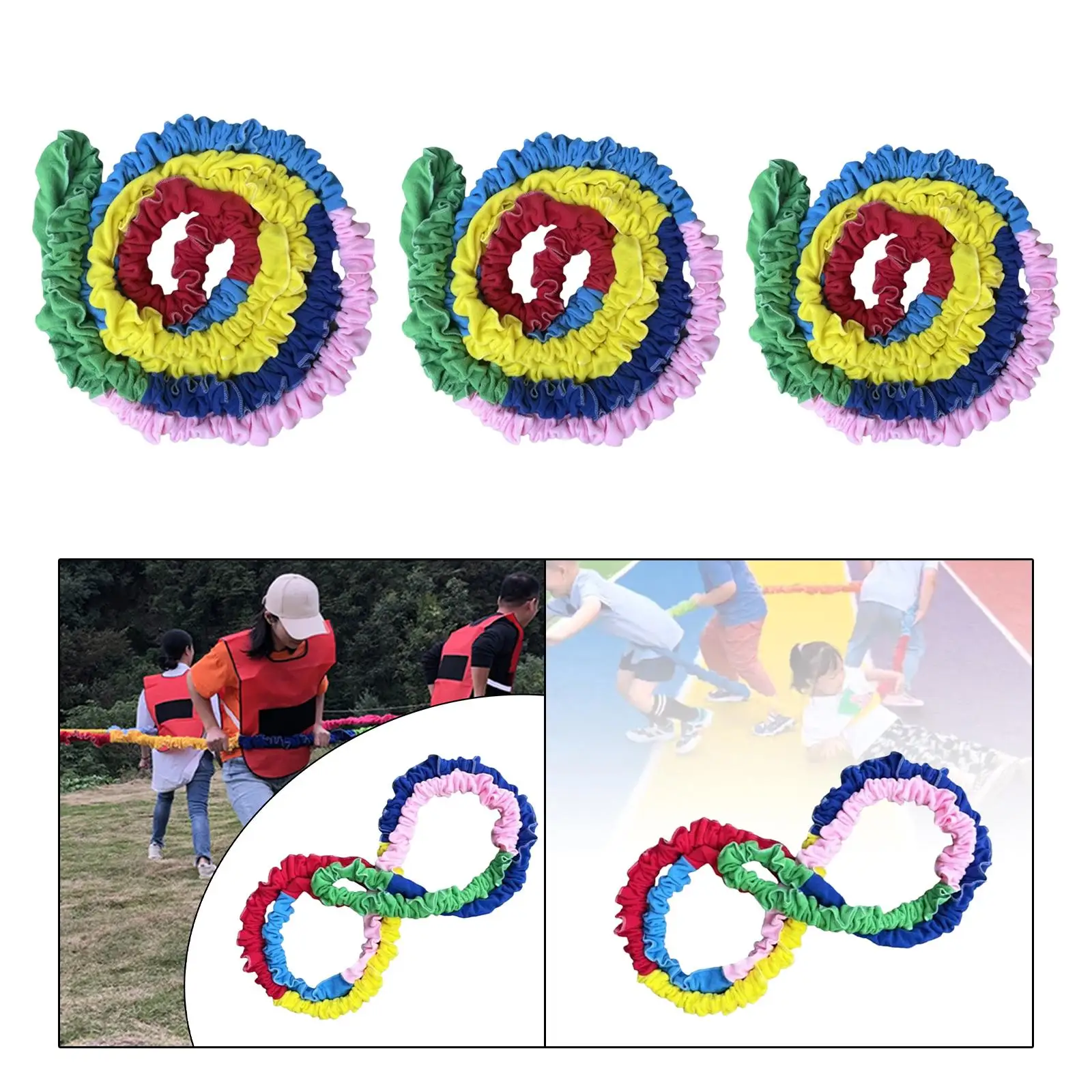 

Cooperative Stretchy Band Rainbow Color for Groupwork Play Indoor Activities