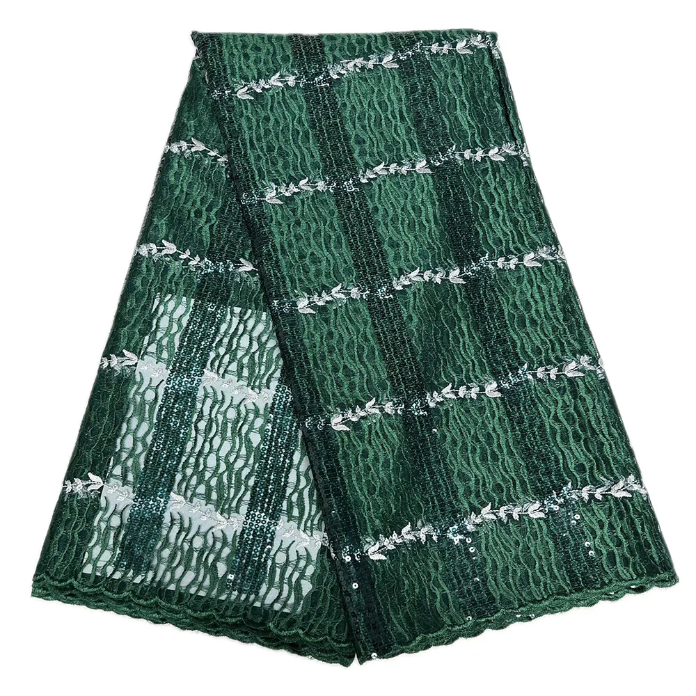 2025 Sequins Mesh Lace Fabric High Quality Nigerian 5 Yards Hot Sale Wedding Dresses Sewing Sequined Guipure Mesh Lace Fabrics