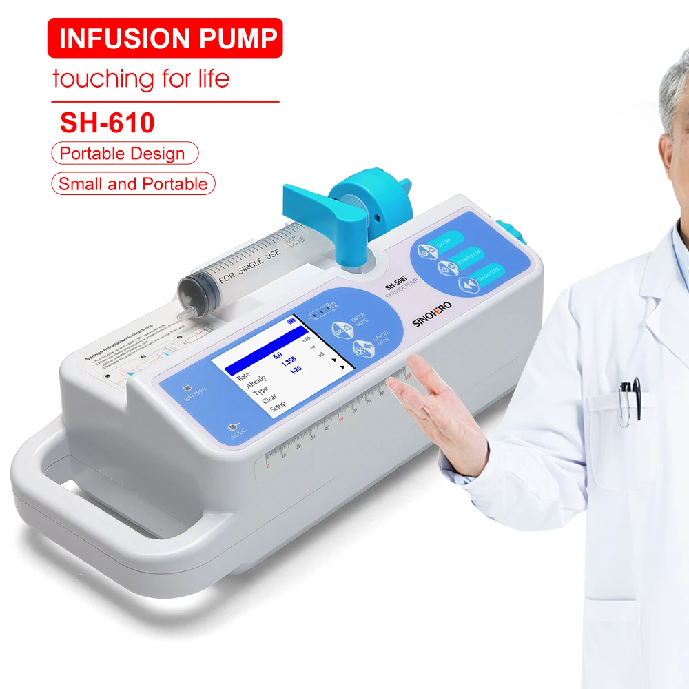 

SINOHERO SH-508i Protable Syringe Pump for Human Veterinary Single Channel LCD Display Real-time Alarm Electric Medical Infusion