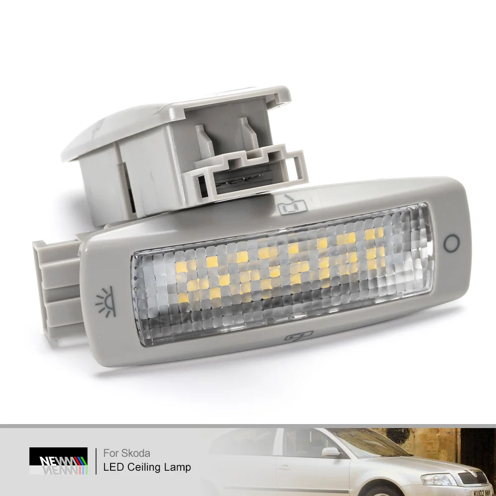 2Pcs LED Courtesy Reading Lights for Skoda Fabia Superb Yeti Canbus Dome Map Lamps Ceiling Lights Ambient Roof Cabin Lighting