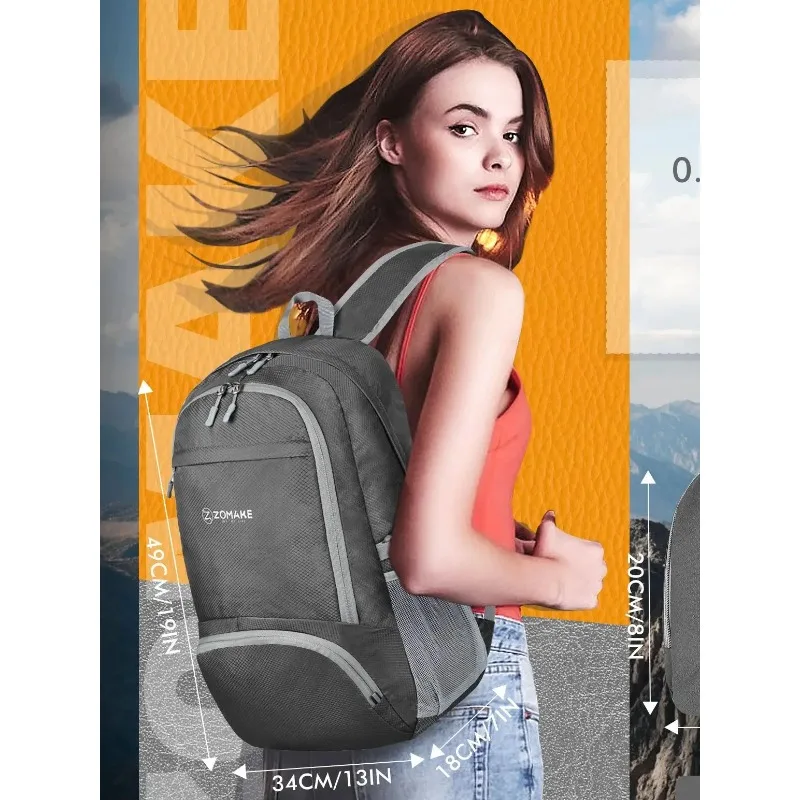 30L 軽量パッカブルバックパック折りたたみ式超軽量アウトドア折りたたみバックパック旅行デイパックバッグスポーツデイパック男性女性用