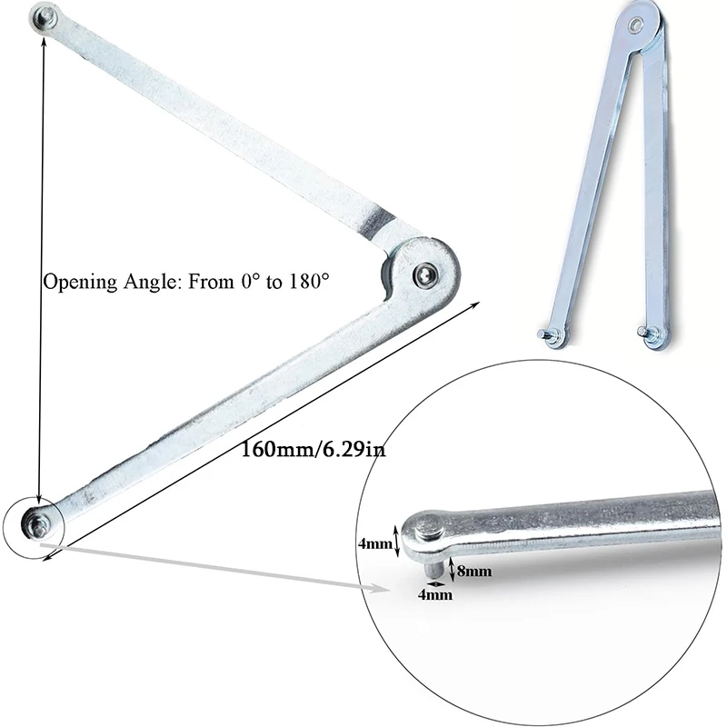 Universal Adjustable Angle Grinder Wrench Pin Wrench, Hand Wrench Pin Pliers Round Nuts (4mm/0.15in) suitable for Angle Grinders