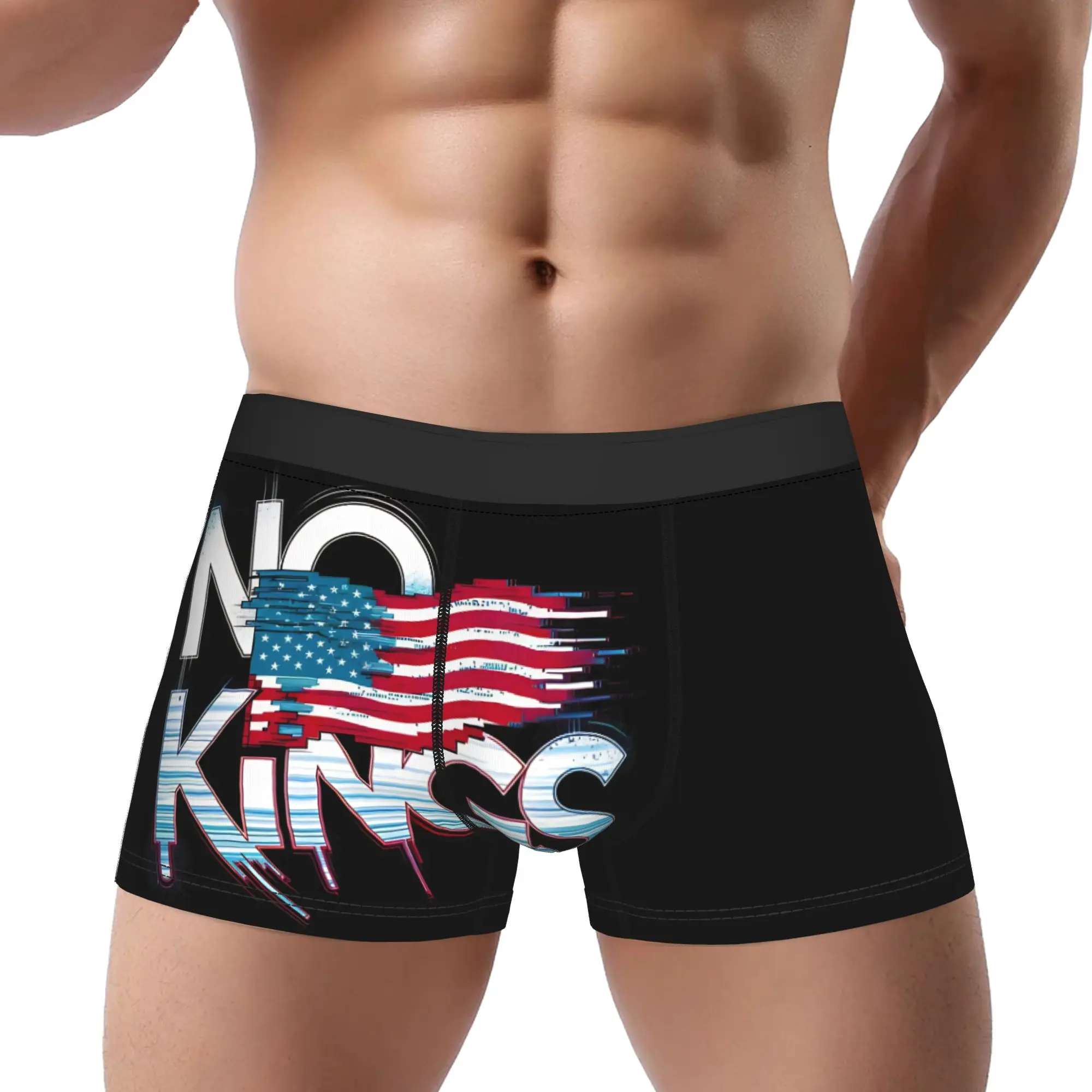 American Flag Graphic Anti Authoritarian Freedom No King Underpants Homme Panties Male Underwear Print Shorts Boxer Briefs