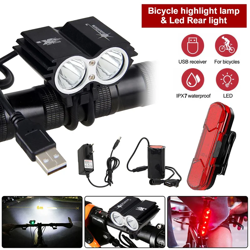 

Ультра яркий светодиодный передний фонарь для велосипеда, 6400 мАч, перезаряжаемая фара для велосипеда, дорожный велосипед, простая установка, аксессуары для велоспорта
