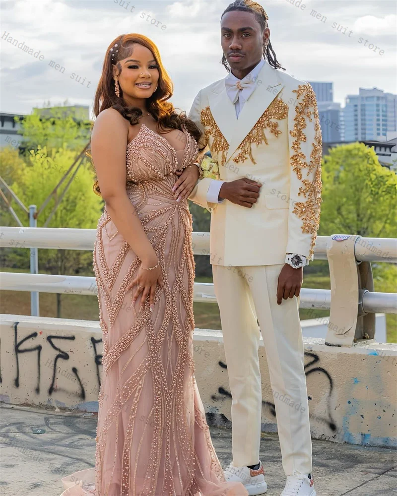 ชุดสูทผู้ชายสีขาวคริสตัล 2 ชิ้น เสื้อเบลเซอร์มีเข็มขัด+กางเกง ชุดทักซิโด้สำหรับงานแต่งงาน เสื้อโค้ทผ้าฝ้ายสั่งตัดได้ ชุดสูทสำหรับงานทางการ ชุดสูทสำหรับธุรกิจ