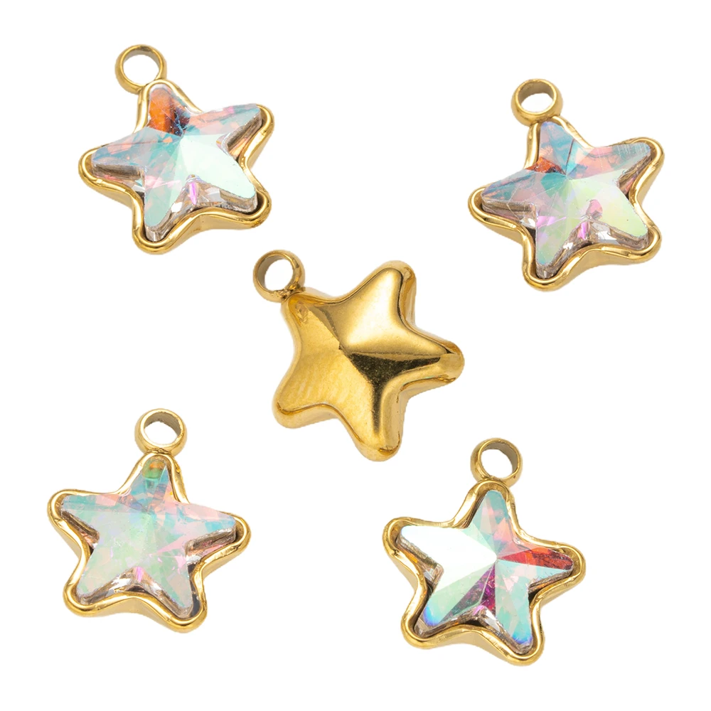 5pcs/Lot Stainless Steel Star Pendants Small  Charms for DIY Necklace Earring Bracelet Jewelry Making Supplies Material Findings