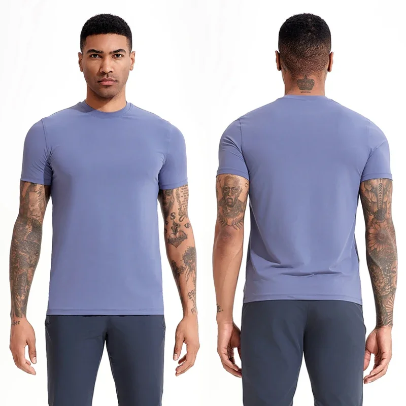 

2024 Summer New Elastic Tight Short-sleeved Sports T-shirt Men's Moisture-wicking Quick-drying Gym Fitness Training Top Trendy