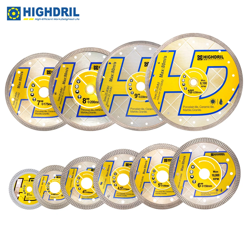 HIGHDRIL 1 Dia75mm Kim Cương X Lưới Lưỡi Cưa Đĩa Cắt Cho Đá Gạch Men Đá Hoa Cương Đá Cẩm Thạch Ép Nóng Thiêu Kết arbor10mm