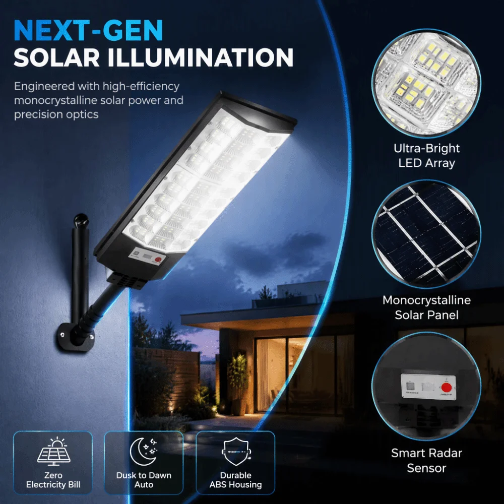 Waterproof Integrated Solar Street Light Smart Motion Sensor Integrated Design Solar Security Light Intelligent Motion Detection