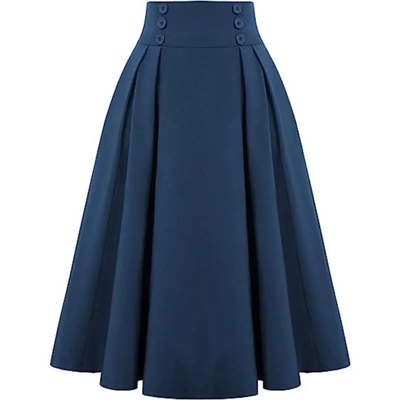 

Spring Autumn High Waist A-Line Midi Skirt with kets Pleated f Body Fre Sle Chinese Brand Women's Faion Skirts