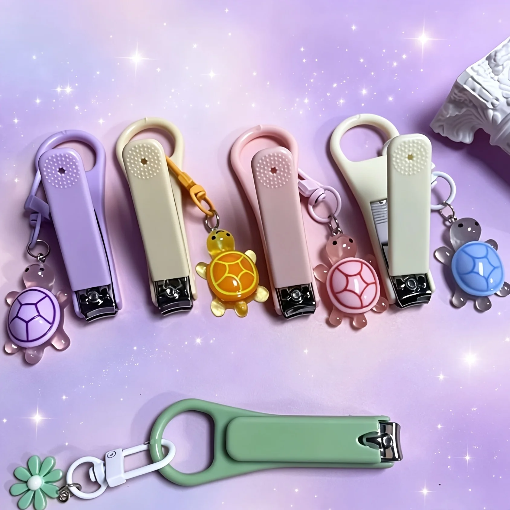 Cartoon Turtle Night Glow Colorful Nail Clippers Keychain Sweet Best Friend Couple Gift Bookbag Pendant Accessory