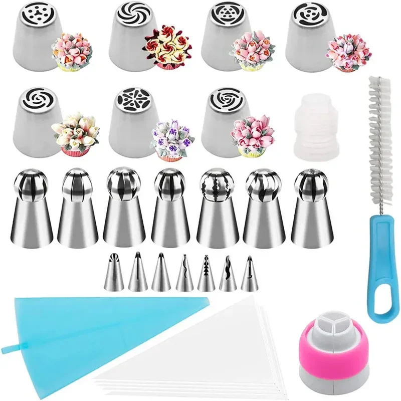 27 pieces Russian mounting nozzle set cream squeezing mouth cake mounting bag DIY baking tool set