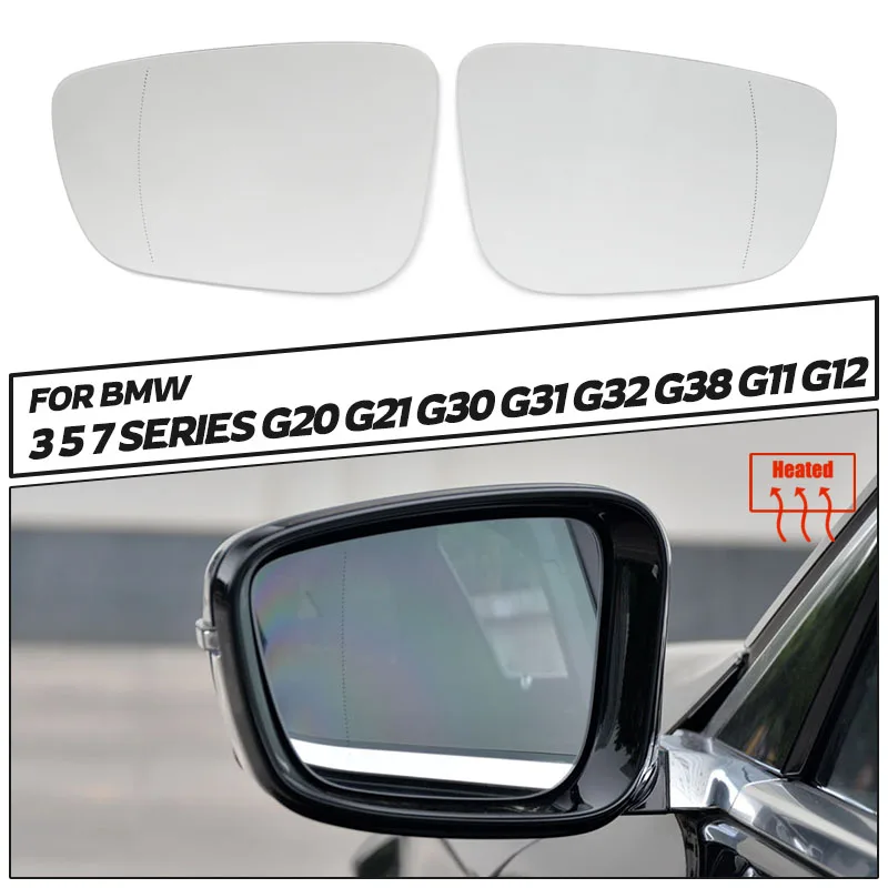 Left Right Heated Blind Spot Warning Wing Rear Mirror Glass For BMW 3 Series G20 G21 5 Series G30 G31 G32 G38 7 Series G11 G12