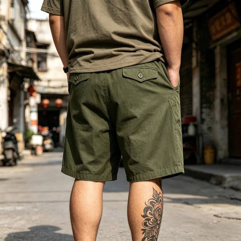 W2EJOURNEY Luxury Quality EU US Size Work Shorts Outdoor Herringbone Pattern Vintage Summer Cotton Casual Shorts