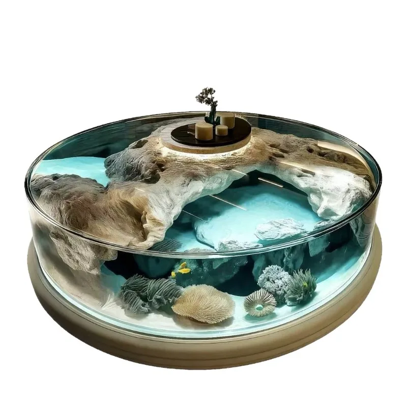 

Acrylic, coffee table, round living room aquarium table, modern simple coffee table
