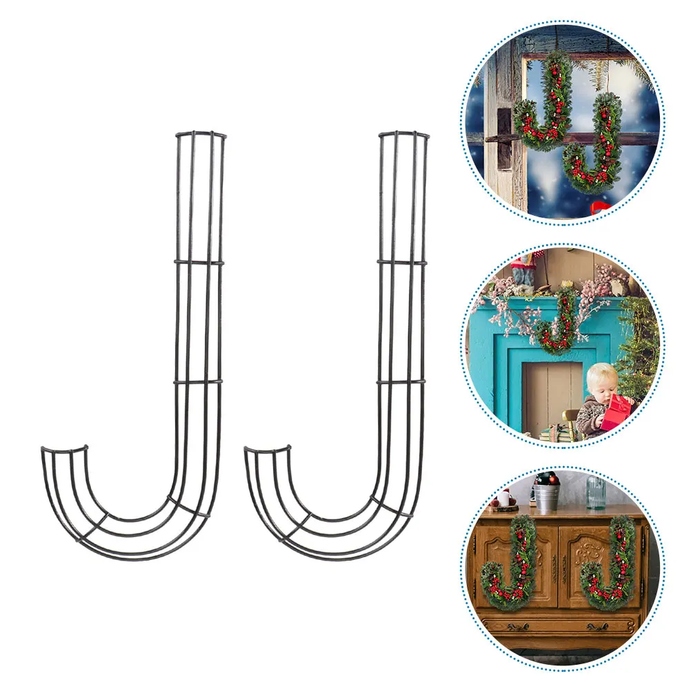 2 قطعة إكليل الحديد الإطار قصب الحلوى على شكل سلك معدني لتقوم بها بنفسك إكليل صنع أداة لعيد الميلاد حفلة ديكور حديقة المنزل