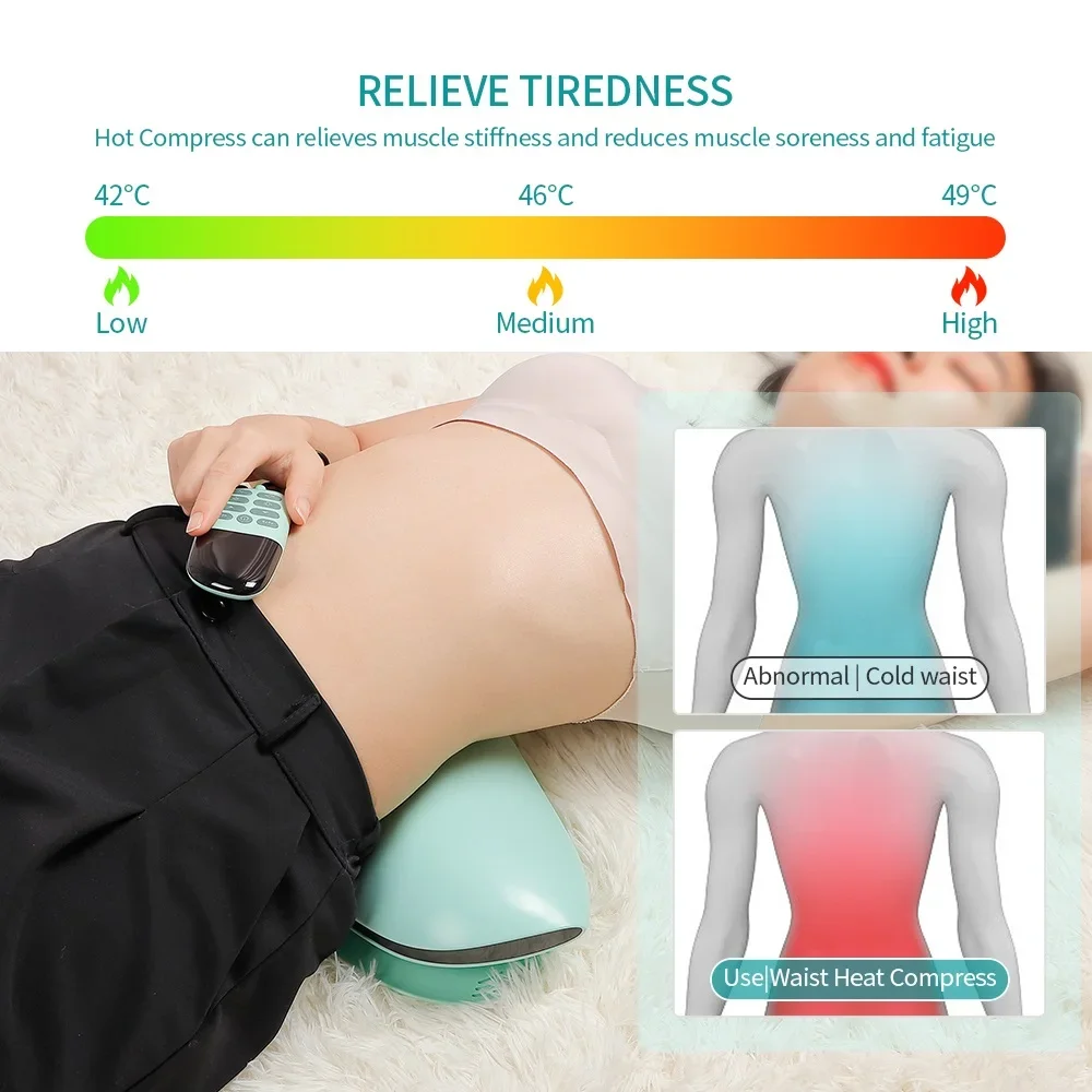 Recharging Pulse Heating Lumbar Massager Waist Pain Relaxation Heating Vibration Massage Relax Back Muscle Relieves Body Fatigue