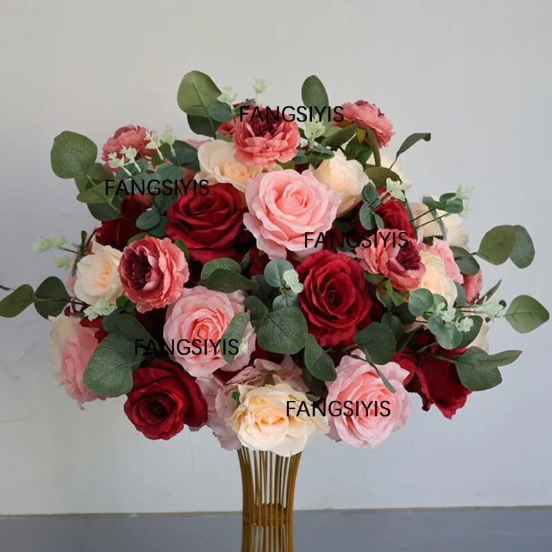 Karamell-Orange 5D Rosenblumen Hochzeits-Hintergrunddekoration Blumenarrangement Tischdekoration Blumenball Bankett-Event-Requisiten – Detail 9