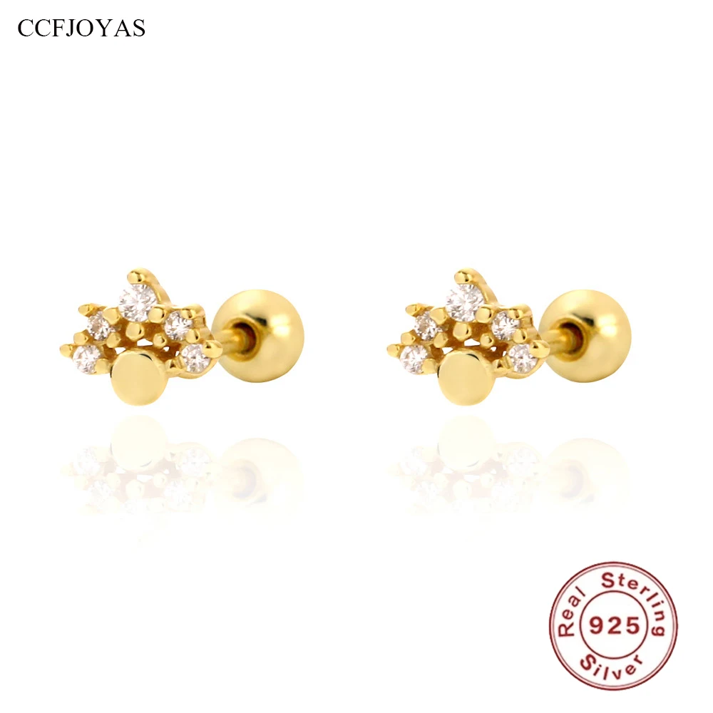 

CCFJOYAS Mini Cute 925 Sterling Silver cat paw shaped Stud Earrings for Girl Women Exquisite ear bone nails Zircon Screw Earring