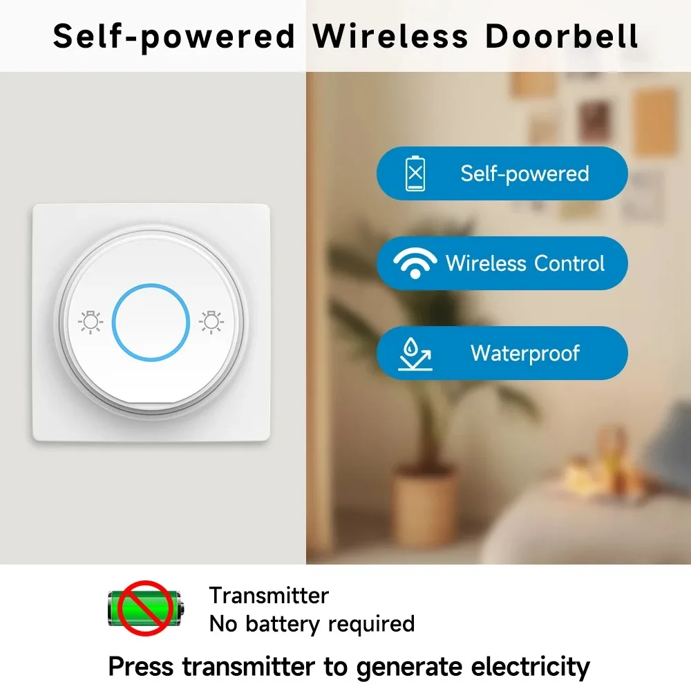 Cerhot Smart Home Self Powered Wireless Switches For Lights Kinetic Light Switch Kit Remote Light Switches Wireless Push Button