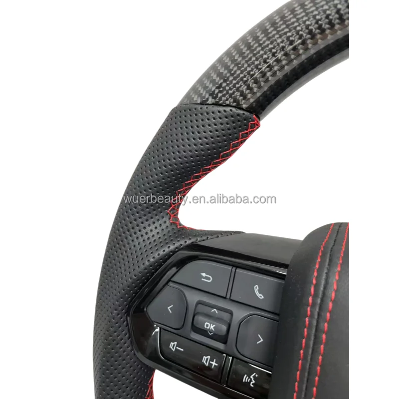 New Luxury Sports Design Leather Carbon Fiber Steering Wheel for Toyota Land Cruiser LC200 LC300 Without airbags view 3