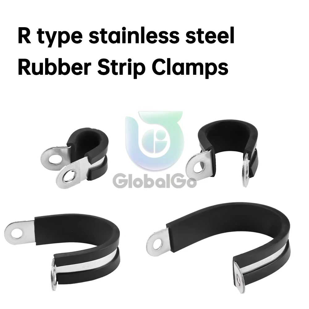 304 Stainless Steel Rubber Lined P Clips R-type Pipe Clampcable Mounting Hose Pipe Clamp Hose Clamp Fixed Clamp Pipe Bracket