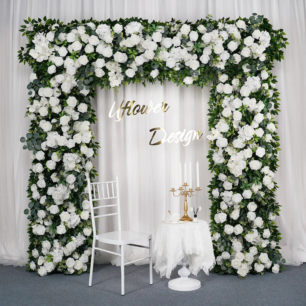 

Luxury Wedding Backdrop Stage Flower Stand White Rose Green Willow Leaves Floral Event Table Centerpiece Deco Party Supplies