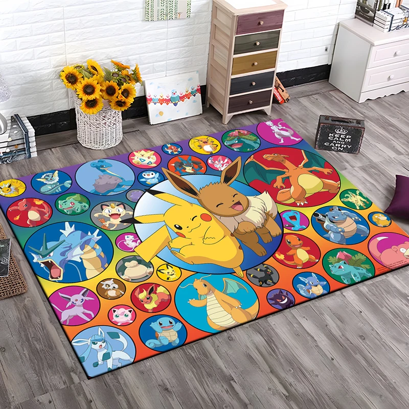 

Pokemon Cute Pikachu Anime Large Area Rug 3D Carpet for Home Living Room Children's Bedroom Sofa Non-slip Kids Doormat Decor Mat